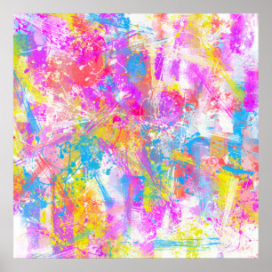 Poster Abstrait Vibrant Peintures colorées éclats