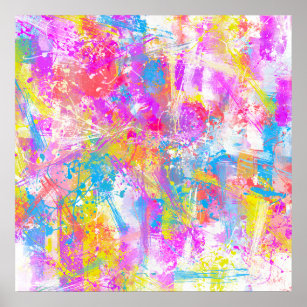 Poster Abstrait Vibrant Peintures colorées éclats