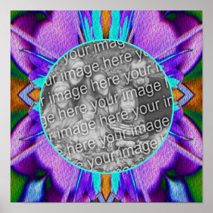 Poster Abstrait Violet Turquoise Frame Cre Votre Propre P