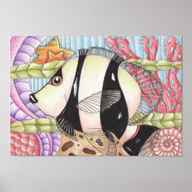 Poster Abstrait Zebra Fish (Devant)