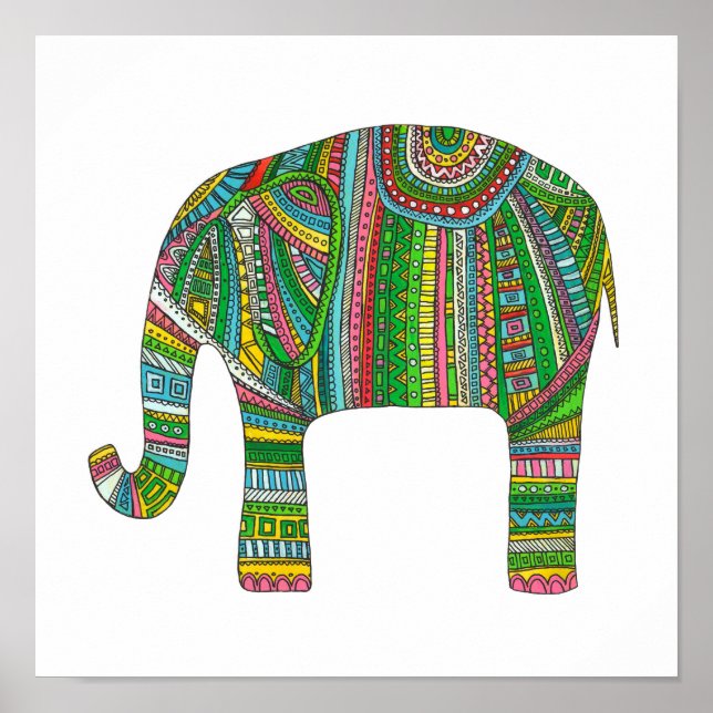Poster Abstraite empreinte d'éléphant. Art de l'illustrat (Devant)