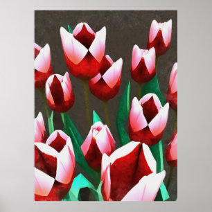 Poster Abstraite florale des tulipes rouges