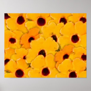 Poster Abstraite marguerite jaune Fleur Art peinture phot