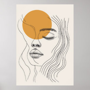 Poster Abstraite minimaliste femme face art