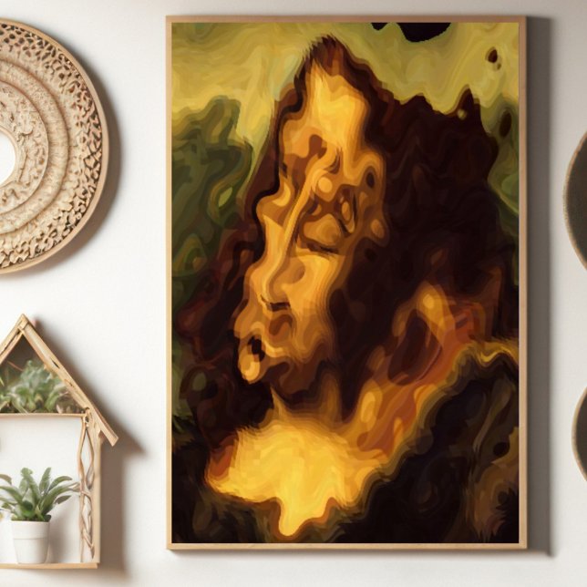 Poster Abstraite Mona Lisa (Shown as 24"x36". Avail as instant download or have shipped. Avail in many sizes (Frame not incl) )