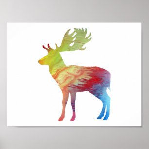 Poster Abstraite silhouette de cerf en jachère