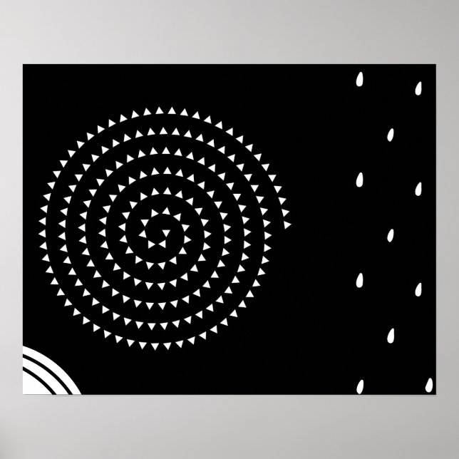 Poster Abstraite spirale blanche minimale, gouttes de plu (Devant)