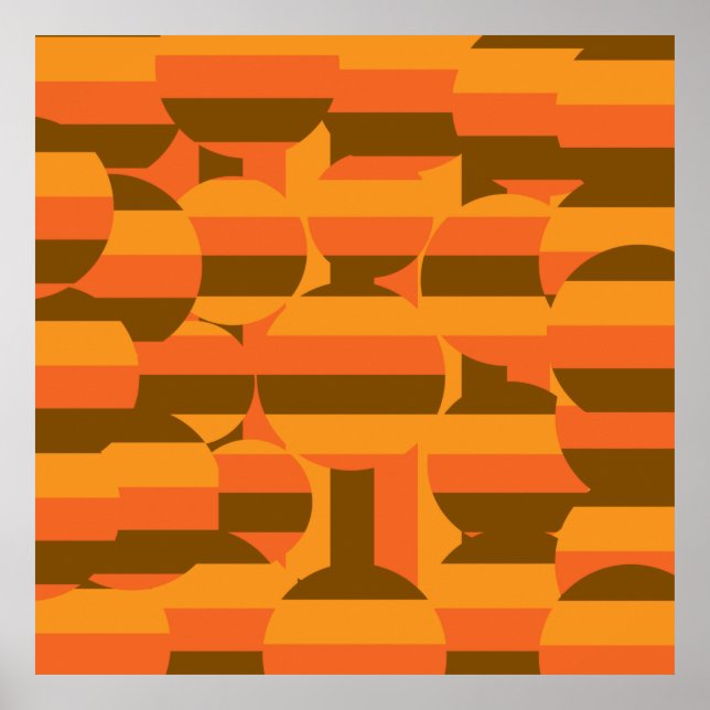 Poster abstraits cercles rétro colorés motif (Devant)