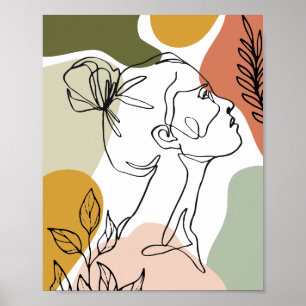 Poster Abtract Womans Face Modern Art Print, Abstract Art