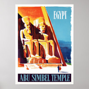 Poster Abu Simbel Egypt voyage vintage