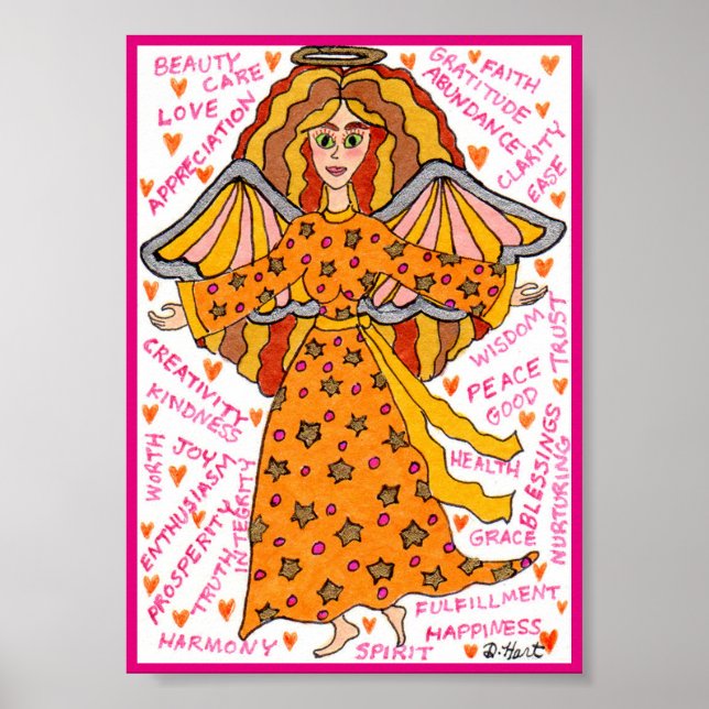 Poster Abundance Angel Affirmations positives Mini (Devant)