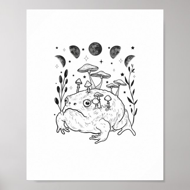 Poster Academia Moon Witchy Goblincore Aesthetic Frog (Devant)