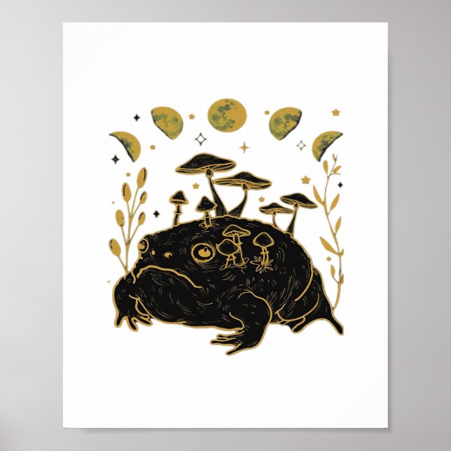Poster Academia Moon Witchy Goblincore Aesthetic Frog Cla (Devant)