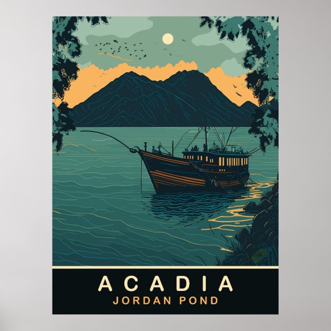 Poster Acadia, Jordan Pond, Voyage (Devant)