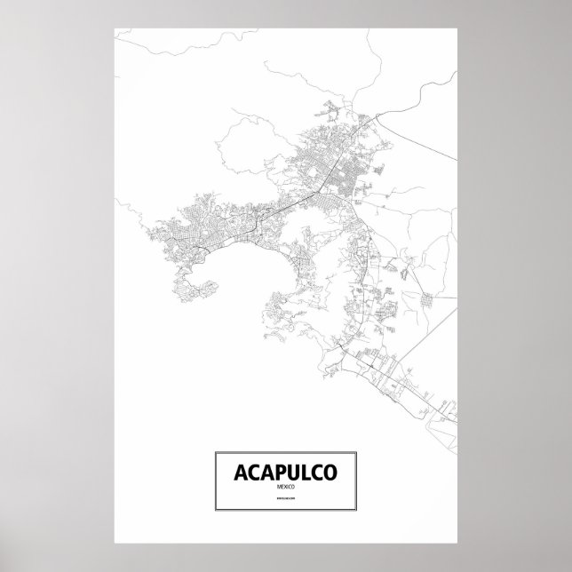 Poster Acapulco, Mexique (noir sur blanc) (Devant)