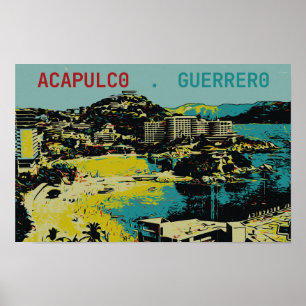 Poster Acapulco view, Mexique, carte postale Guerrero