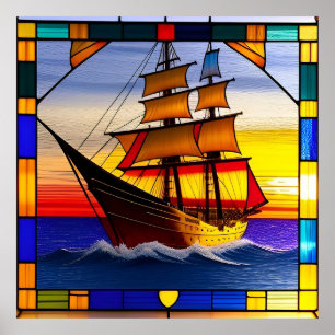 Poster 🌅 Accent de coucher de soleil en voile pour les e
