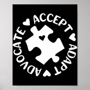 Poster Accept Adapt Advocate Puzzle Piece Autism Awarenes