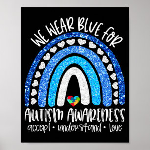 Poster Accept Understand Love - We Wear Blue for Autism A