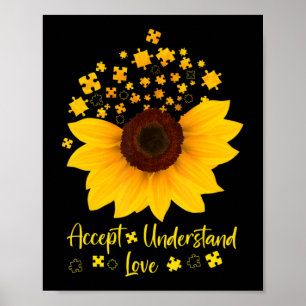 Poster Accepter Comprendre l'amour Sunflower Chemise Auti