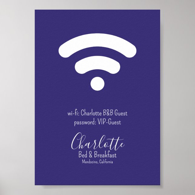 Poster Accès Wi-Fi Moderne Simple Violet Blanc (Devant)
