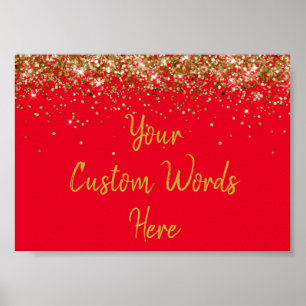 Poster Accessoire de fête d'anniversaire paillettes rouge