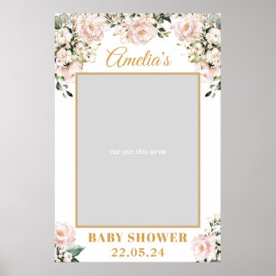 Poster Accessoire de photo Bohème rose poudrée floral oré