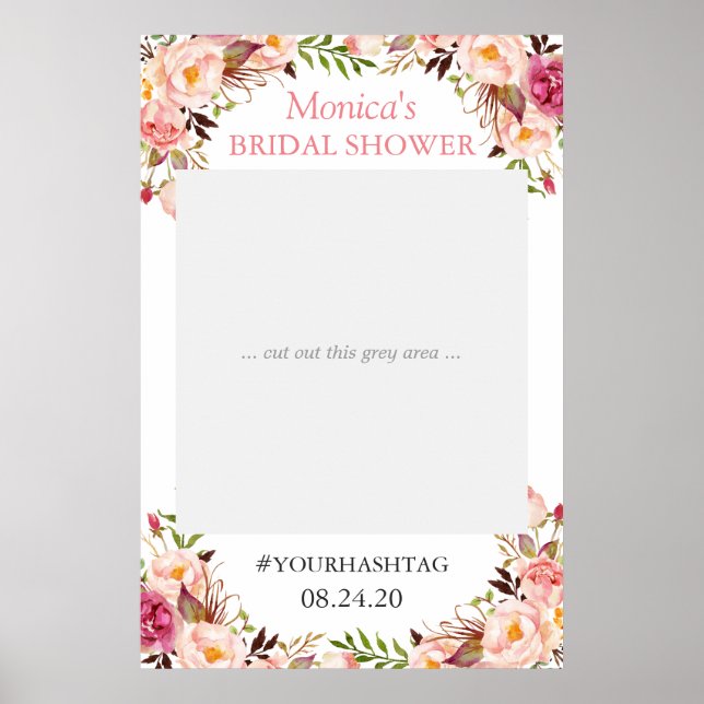 Poster Accessoire de photo élégant floral rose pâle pour  (Devant)