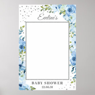 Poster Accessoire de photo pour baby shower argent floral