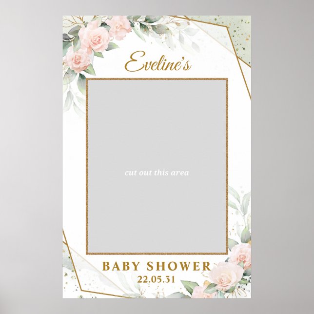 Poster Accessoire de photo pour baby shower avec verdure  (Devant)