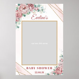 Poster Accessoire de photo pour baby shower : roses rose 