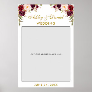 Poster Accessoire de Photobooth de Mariage Bourgogne Or