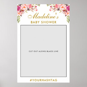 Poster Accessoire de Photobooth pour Baby Shower Fleurs
