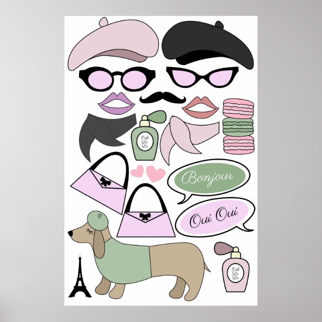 Poster Accessoires de photomaton pour anniversaire sur le (Devant)