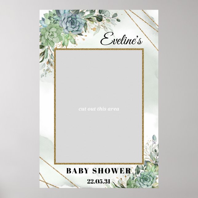 Poster Accessoires photo pour baby shower avec eucalyptus (Devant)