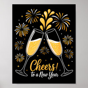 Poster Acclamations à une soirée du Nouvel An Compte à re
