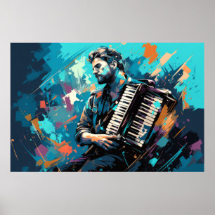 Poster Accordion Lecteur Musique Peinture Art Décor Abstr