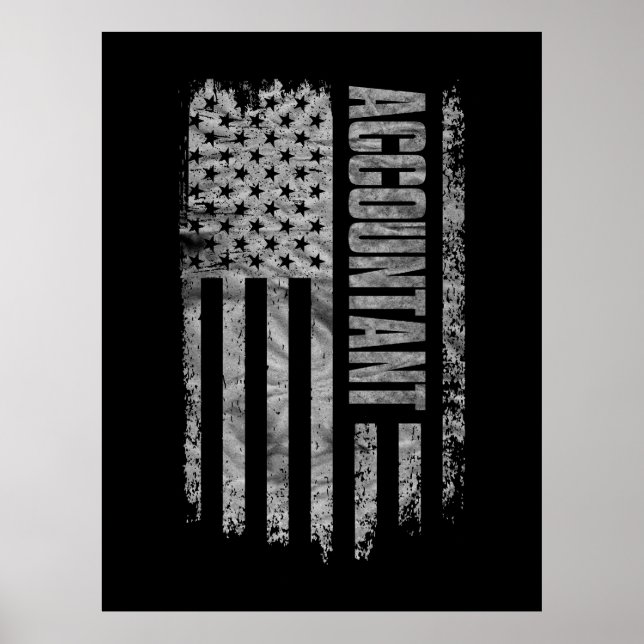 Poster Accountant USA Flag Distressed design (Devant)