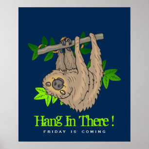 Poster Accroche-toi là Sloth sur une branche d'arbre