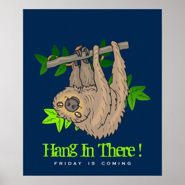 Poster Accroche-toi là Sloth sur une branche d'arbre (Devant)