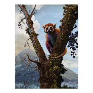 Poster Accrocher avec un lémur