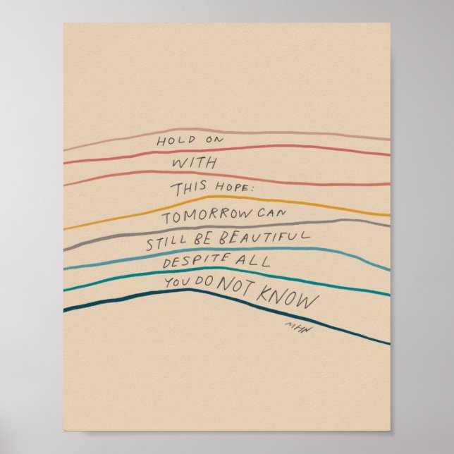 Poster Accrochez-vous avec espoir - citation inspirante (Devant)
