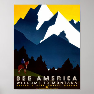 Poster Accueil à l'affiche vintage du Montana WPA