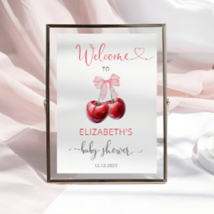 Poster Accueil Baby shower cerise