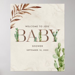 Poster Accueil Baby shower en cuir Cactus