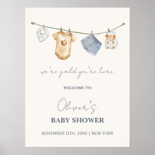 Poster Accueil Baby shower en ligne Boho simple