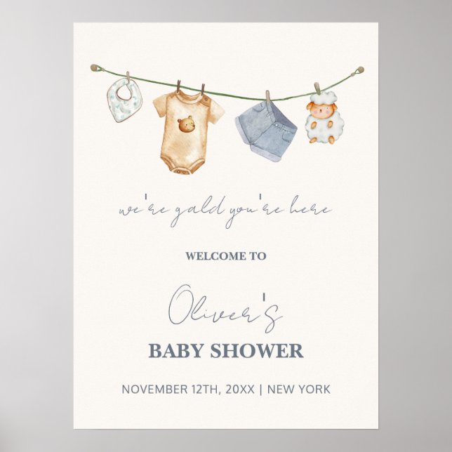 Poster Accueil Baby shower en ligne Boho simple (Devant)