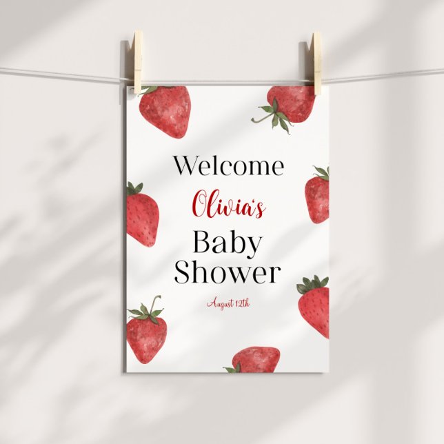 Poster Accueil Baby shower fraise (Créateur téléchargé)
