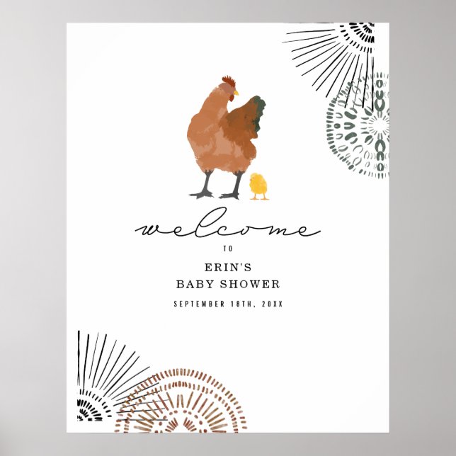 Poster Accueil Baby shower poulet (Devant)