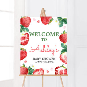 Poster Accueil Baby Shower Sucré aux Fraises